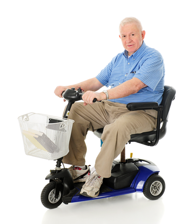 Man using a mobility scooter