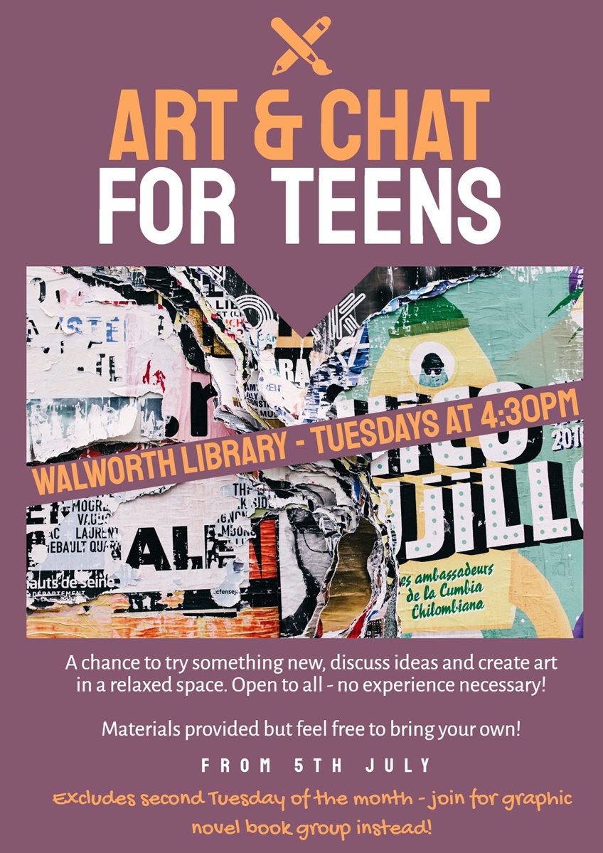 article thumb - Summer Art and Chat for teens at Walworth Library