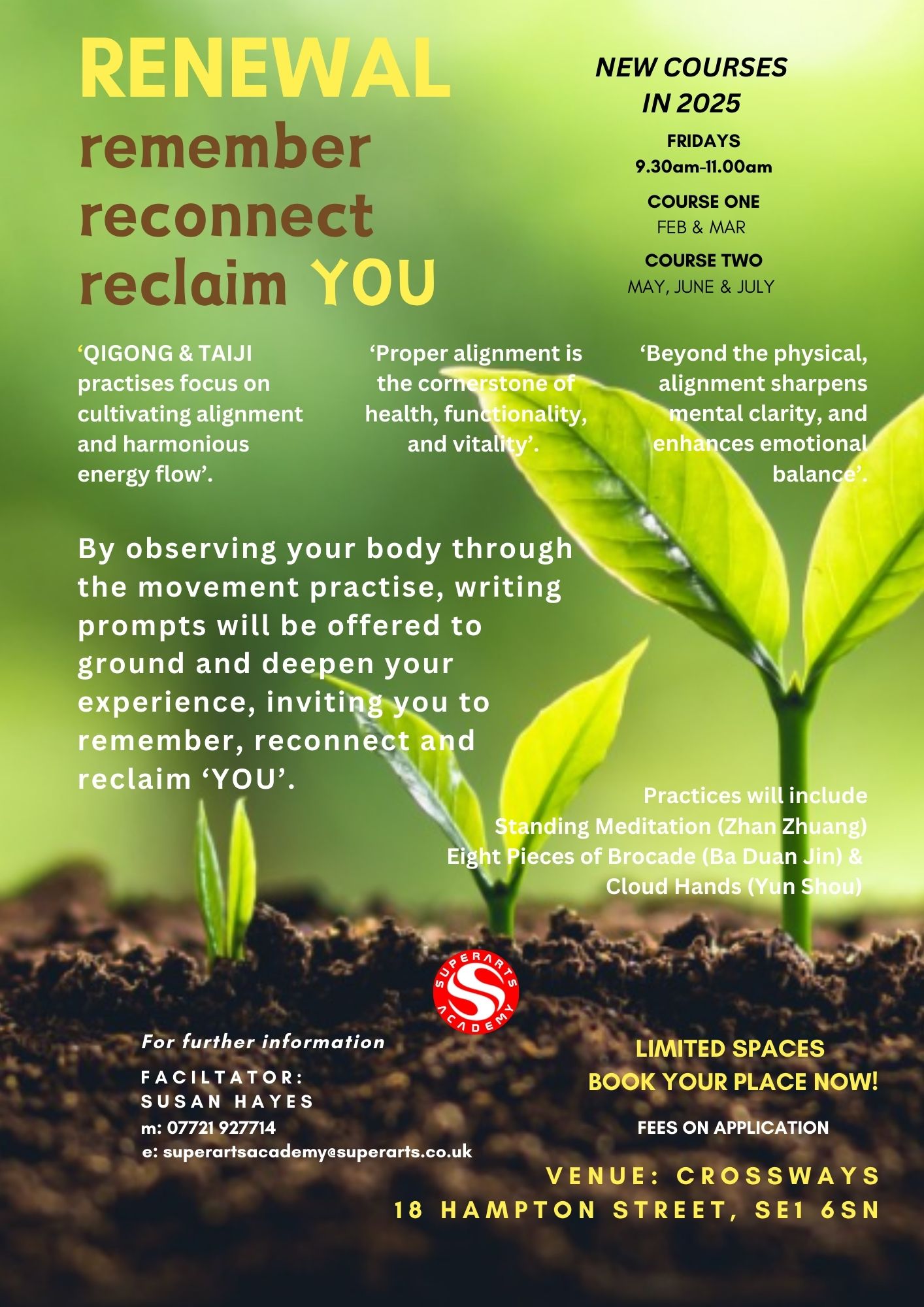 ‘RENEWAL Remember, Reconnect, Reclaim YOU’ Qigong Courses
