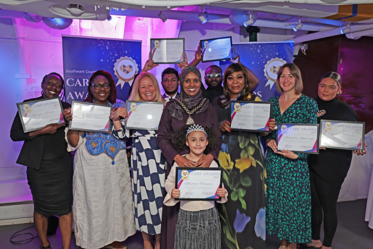 Winners of Southwark Care Awards with Cllr Naima Ali