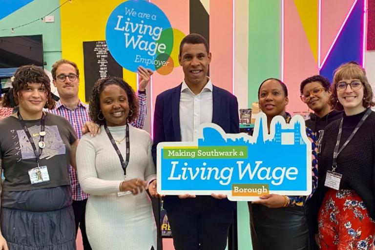 Theatre Peckham welcomes Cllr John Batteson to celebrate becoming an accredited London Living Wage employer