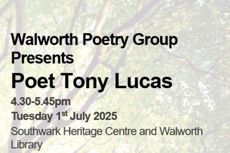 Tony Lucas details as part of Walworth Poetry Group 