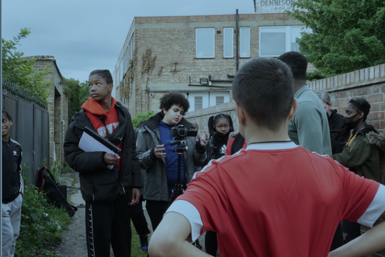 Young people on a film project