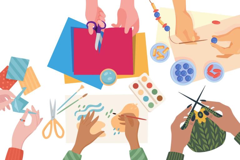 hands doing crafts