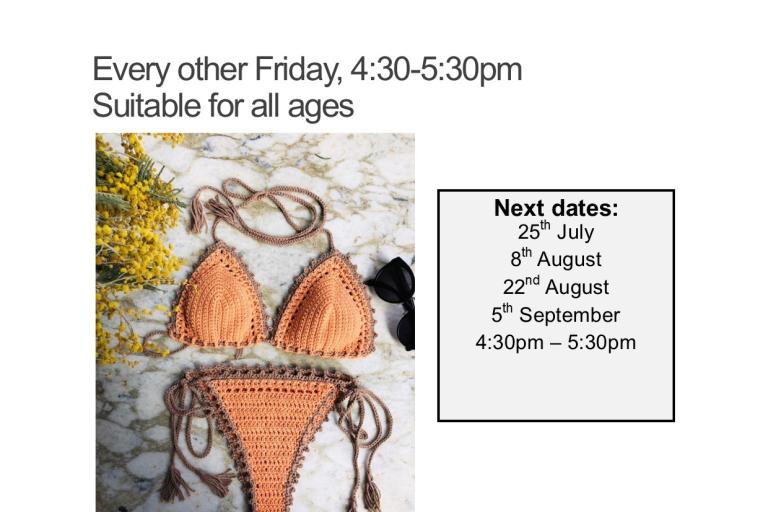 Poster showing dates for Crochet and knitting club 