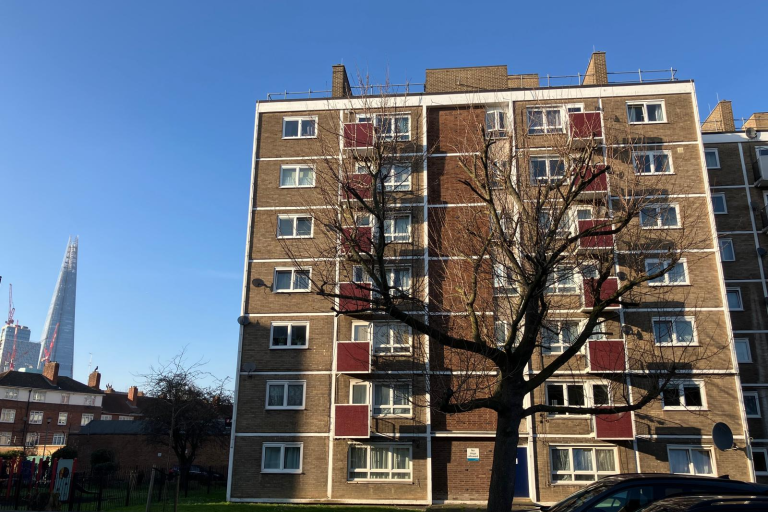Photo of St Saviours Estate with the shard in the background