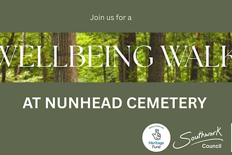 Header image of woodland trees and overlay text that say FREE WELLBEING WALKS