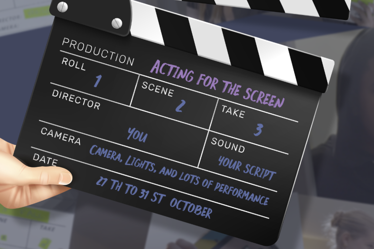 Director's Clapperboard with Event Information written on it 