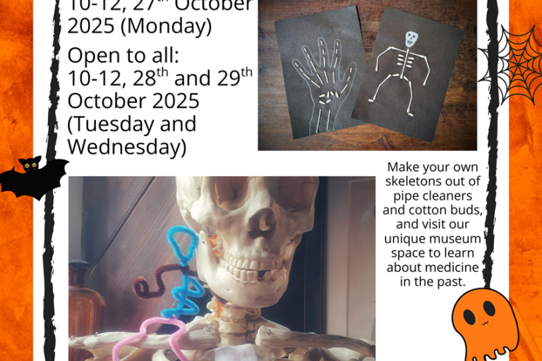 Poster for the skeleton crafts - pipecleaners and on dark paper.
