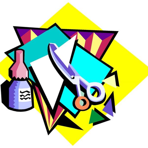 Clip art of scissors and glue 