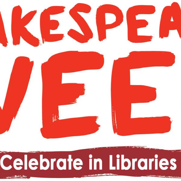 Shakespeare Week Logo written in the colour red