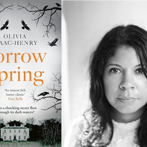 Sorrow Spring next to author headshot