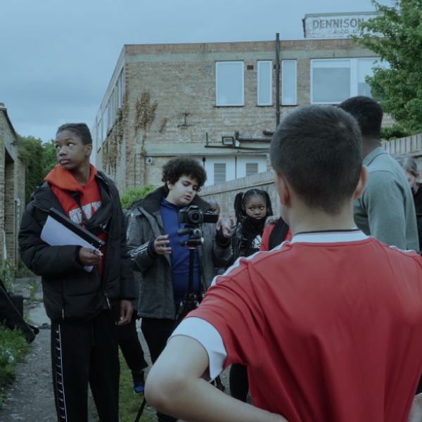 Young people on a film project