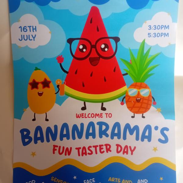 Bananarama Fun Taster Day includes sensory mix, face painting, Tshirt Making, Arts and Crafts and Much More