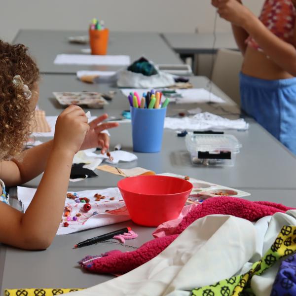 A child takes part in free drawing activities at the South London Gallery