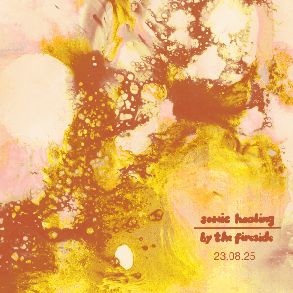 Orange and yellow splotches flow across the page, there is a small title with the name of the workshop written in the bottom right corner