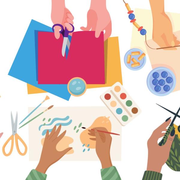 hands doing crafts