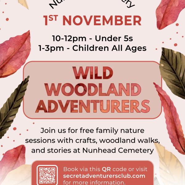 Header image showing leaves and text reading "WILD WOODLAND ADVENTURERS"