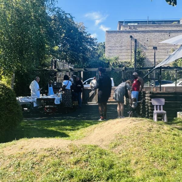 Enjoying a garden event.