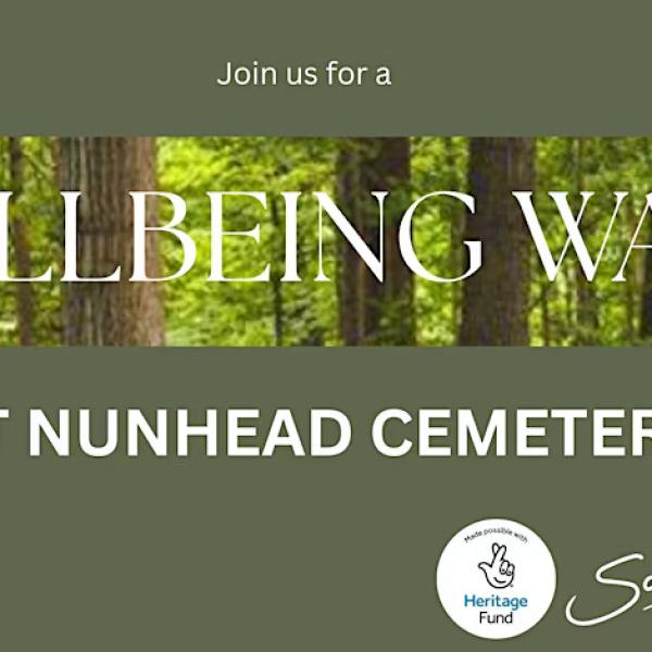 Header image of woodland trees and overlay text that say FREE WELLBEING WALKS