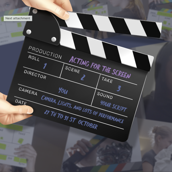Director's Clapperboard with Event Information written on it