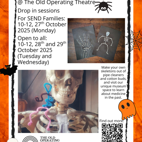 Poster for the skeleton crafts - pipecleaners and on dark paper.