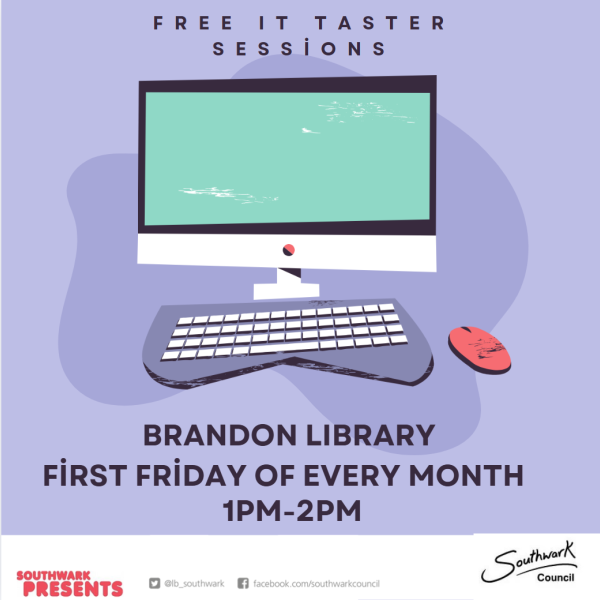 Brandon Library - IT Taster session - First Friday of every month - 1pm-2pm